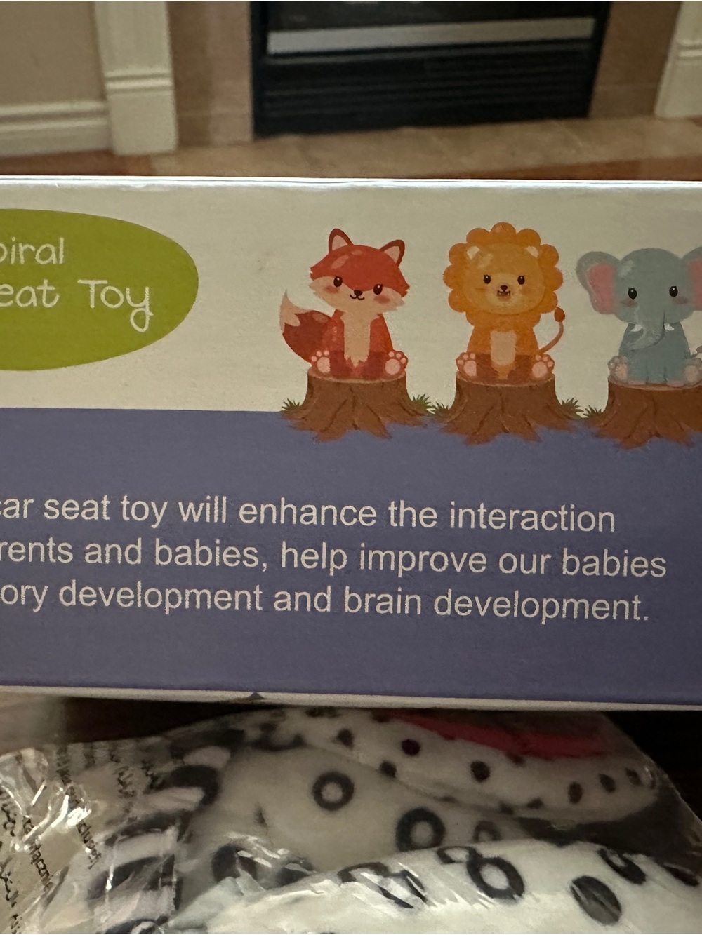 Kids Plush Car Seat Toy - Orange Fox, Yellow Lion, Blue Elephant